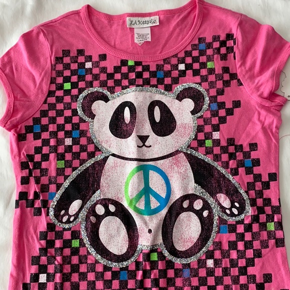 Peace Panda print cap sleeve tee - Picture 1 of 5